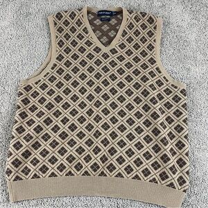 Vintage Polo Ralph Lauren Sweater Vest Mens XL Brown Cashmere Wool 341